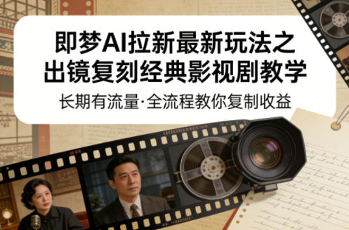 即梦AI拉新最新玩法之出镜复刻经典影视剧教学，长期有流量，全流程教你复制收益-开心分享网