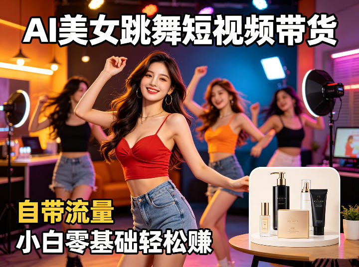 AI美女跳舞短视频带货：自带流量，小白零基础轻松賺，详细拆解-开心分享网