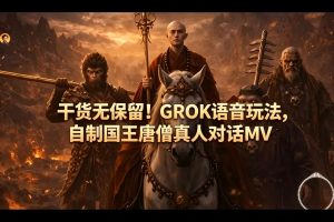干货无保留！GROK语音玩法，自制国王唐僧真人对话MV-开心分享网