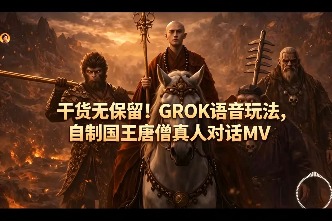干货无保留！GROK语音玩法，自制国王唐僧真人对话MV-开心分享网