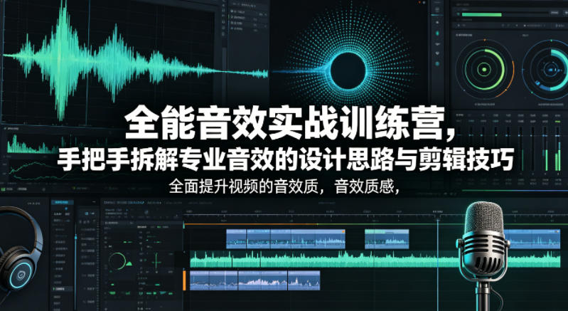 全能音效实战训练营，手把手拆解专业音效的设计思路与剪辑技巧，全面提升视频的音效质感-开心分享网