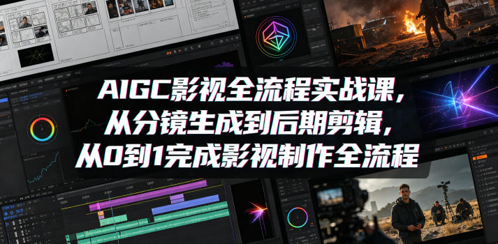 AIGC影视全流程实战课，从分镜生成到后期剪辑，从0到1完成影视制作全流程-开心分享网