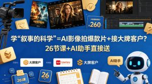 学《叙事的科学》=AI影像拍爆款片+接大牌客户？26节课+AI助手直接送【原创双语字幕】-开心分享网