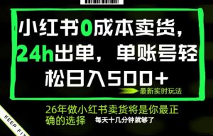 小红书0成本AI卖货，24小时出单，全流程托管，保底日入500+，每天十几分钟就够了【揭秘】-开心分享网