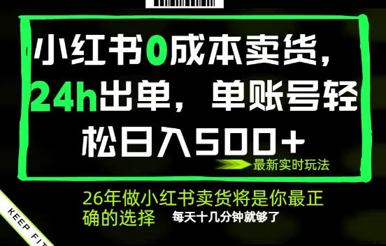 小红书0成本AI卖货，24小时出单，全流程托管，保底日入500+，每天十几分钟就够了【揭秘】-开心分享网