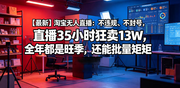 【最新】淘宝无人直播：不违规、不封号，直播35小时狂卖13W，全年都是旺季，还能批量矩阵操作【揭秘】-开心分享网