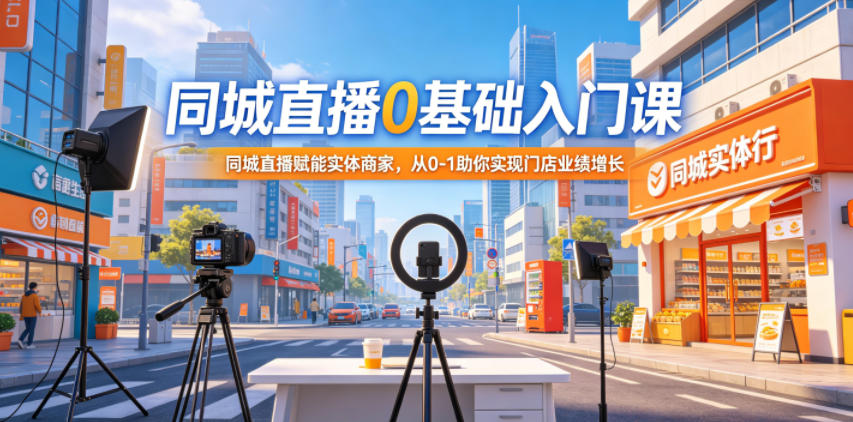 同城直播0基础入门课，同城直播赋能实体商家，从0-1助你实现门店业绩增长-开心分享网
