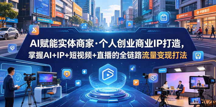 AI赋能实体商家·个人创业商业IP打造，掌握AI+IP+短视频+直播的全链路流量变现打法-开心分享网