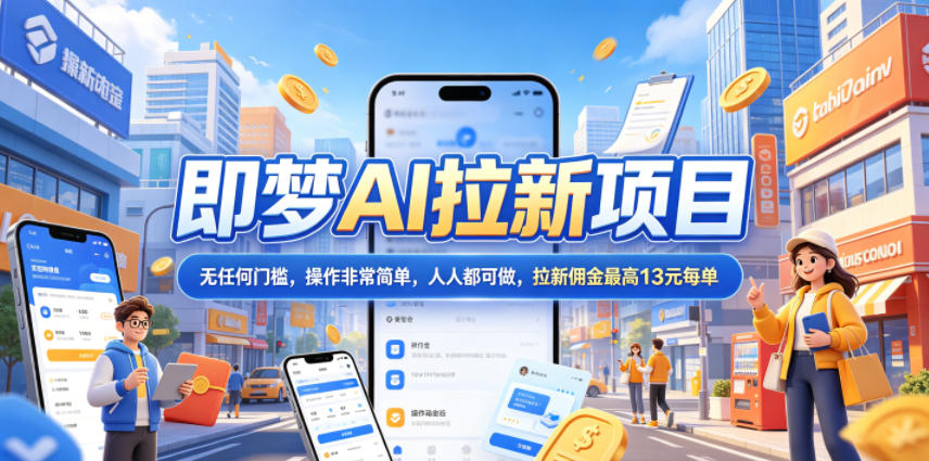 2026年即梦AI拉新项目最新玩法，无任何门槛，操作非常简单，人人都可做，拉新佣金最高13元每单-开心分享网