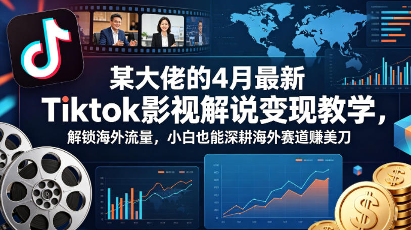 某大佬的4月最新Tiktok影视解说变现教学，解锁海外流量，小白也能深耕海外赛道賺美刀（更新）-开心分享网