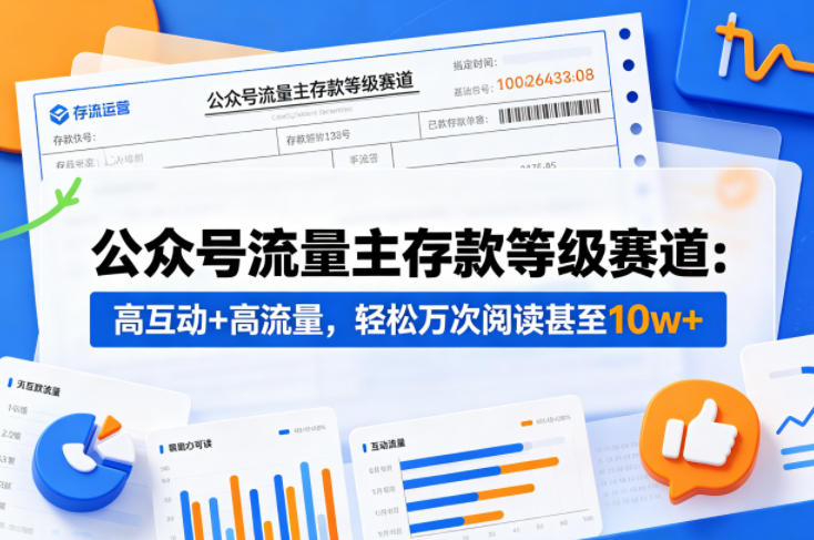 公众号流量主之存款等级赛道，高互动+高流量，轻松达到万次阅读，甚至10w+-开心分享网