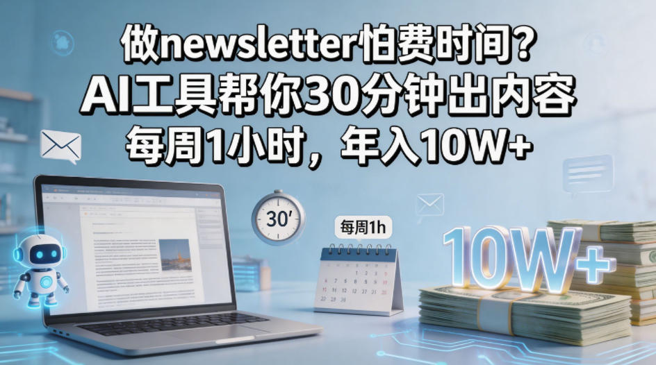 做newsletter怕费时间？AI工具帮你30分钟出内容，每周1小时，年入10W+！【原创双语字幕】-开心分享网