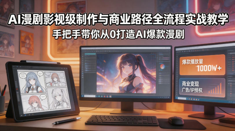 AI漫剧影视级制作与商业路径全流程实战教学，手带你从0打造AI爆款漫剧-开心分享网