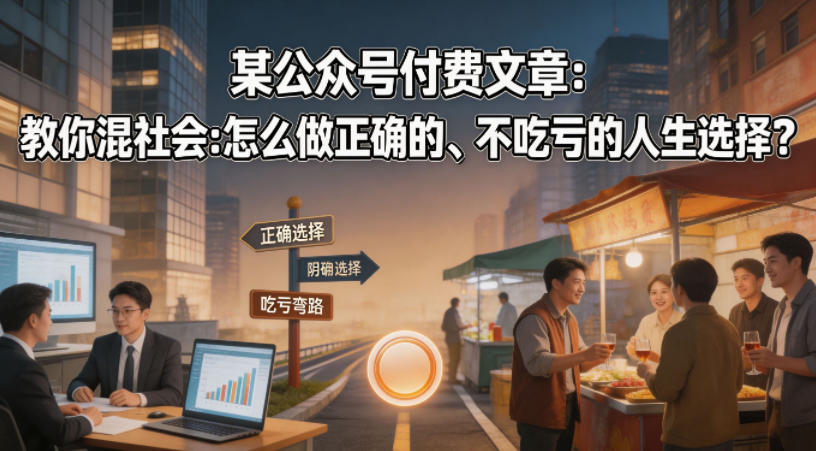 某公众号付费文章：教你混社会：怎么做正确的、不吃亏的人生选择？-开心分享网