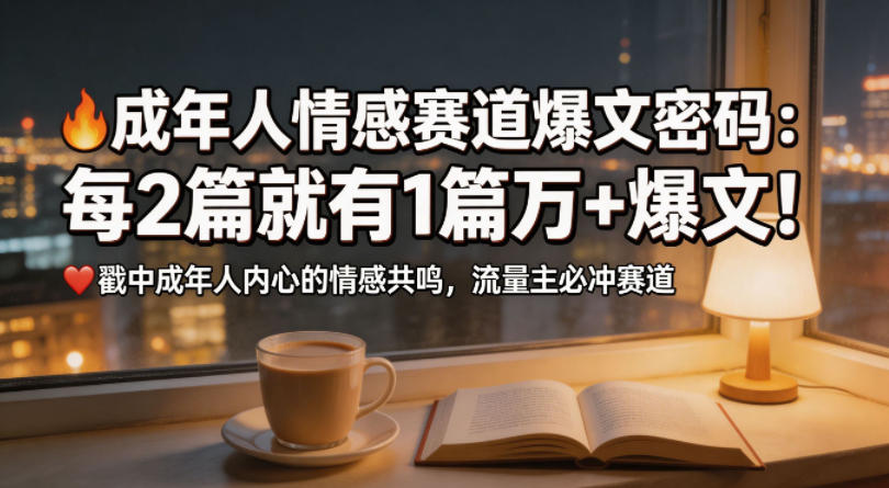 公众号流量主成年人情感心理赛道，流量最大，受众最广的主流赛道之一，平均每2篇就有1篇万爆文章-开心分享网