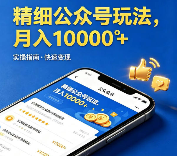 精细化公众号玩法，我们给你提供文章，你来负责发布，收益可观，月入1W+【揭秘】-开心分享网