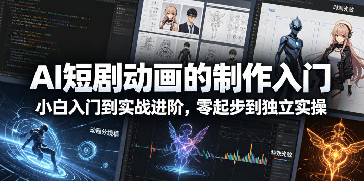 AI短剧动画的制作入门，小白入门到实战进阶，零起步到独立实操-开心分享网