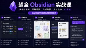 超全Obsidian实战课，涵盖数据库、思维导图、白板绘图、文献联动、AI生成，一站式搞定所有知识管理需求-开心分享网