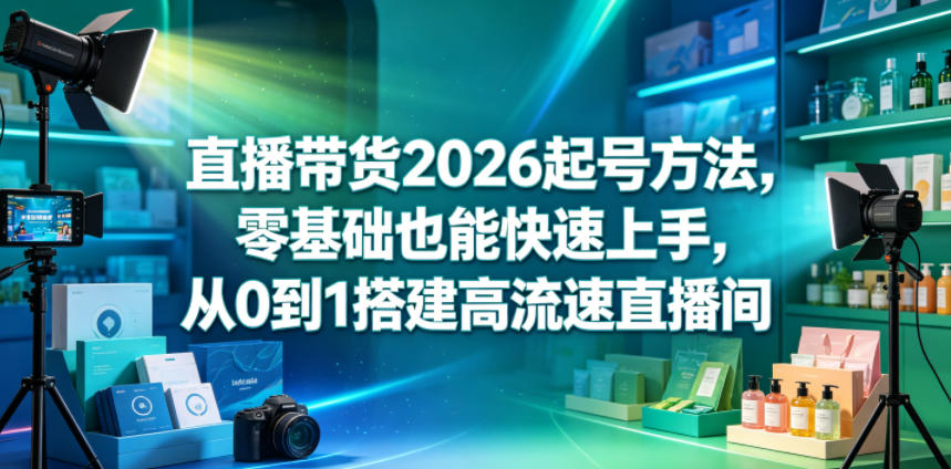 直播带货2026起号方法，零基础也能快速上手，从0到1搭建高流速直播间-开心分享网