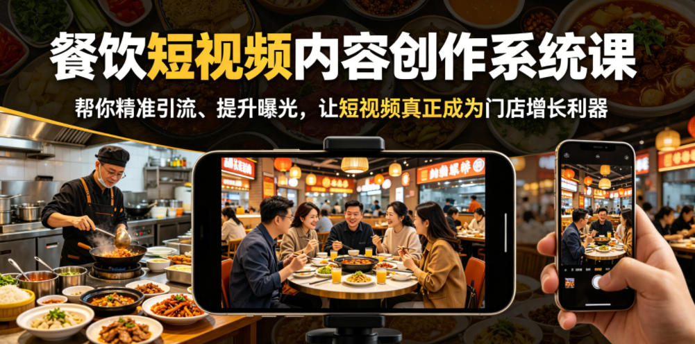 餐饮短视频内容创作系统课，帮你精准引流、提升曝光，让短视频真正成为门店增长利器-开心分享网