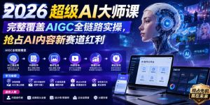 2026超级AI大师课，完整覆盖AIGC全链路实操，抢占AI内容新赛道红利-开心分享网