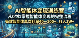 AI智能体变现训练营，从0到1掌握智能体变现的完整流程，每款智能体单次利润40—100+，月入1W+-开心分享网