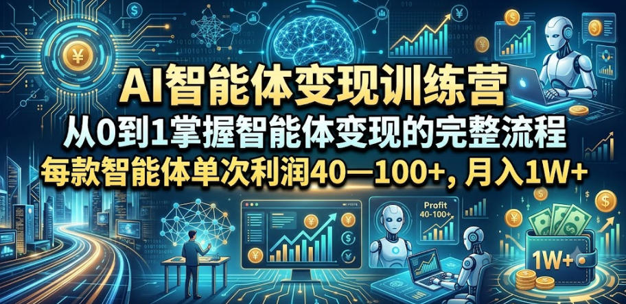 AI智能体变现训练营，从0到1掌握智能体变现的完整流程，每款智能体单次利润40—100+，月入1W+-开心分享网