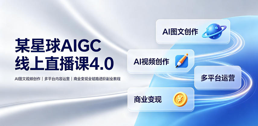 某星球AIGC线上直播课4.0｜AI图文视频创作、多平台内容运营、商业变现全链路进阶副业教程-开心分享网