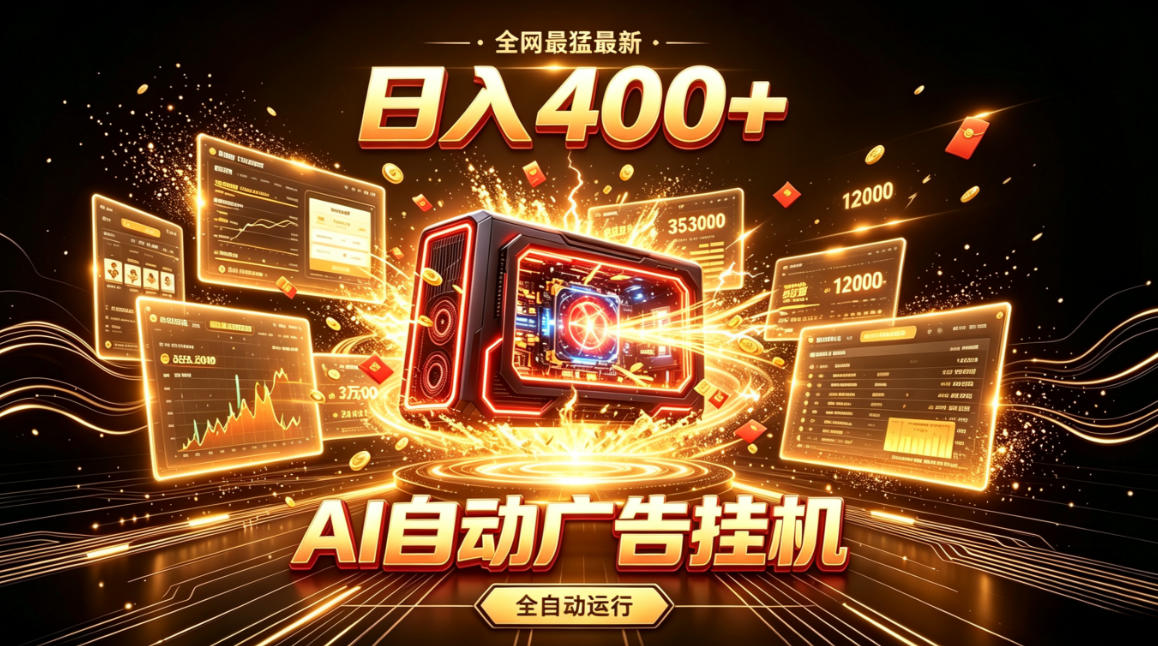 全网最猛最新的AI自动广告挂G，狠收益日入400+，真正做到躺賺式变现【揭秘】-开心分享网