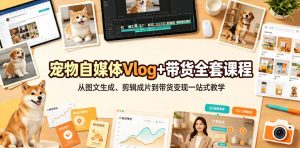 宠物自媒体Vlog+带货全套课程｜从图文生成、剪辑成片到带货变现一站式教学-开心分享网