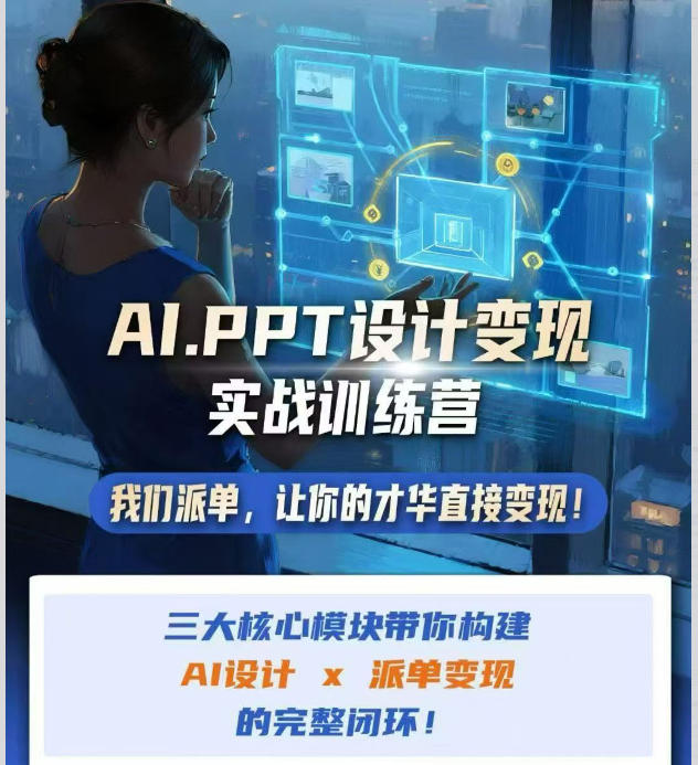 AI+PPT设计变现实战训练营，我们派单，让你的才华直接变现，三大核心模块带你构建Al设计x派单变现的完整闭环-开心分享网