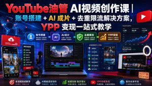 YouTube油管AI视频创作课｜账号搭建+AI成片+去重限流解决方案，YPP变现一站式教学-开心分享网