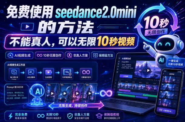 免费使用seedance2.0mini的方法，不能真人，可以无限10秒视频，9图+3音频参考-开心分享网