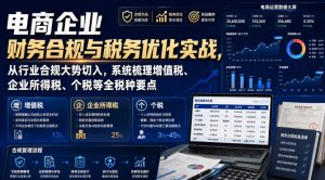 电商企业财务合规与税务优化实战，从行业合规大势切入，系统梳理增值税、企业所得税、个税等全税种要点-开心分享网