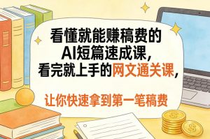 看懂就能賺稿费的AI短篇速成课，看完就上手的网文通关课，让你快速拿到第一笔稿费（更新8月）-开心分享网