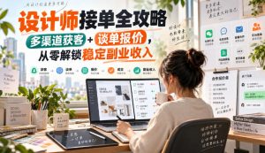设计师接单全攻略-无水印，多渠道获客+谈单报价，从零解锁稳定副业收入-开心分享网