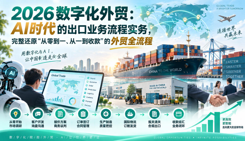 2026数字化外贸：AI时代的出口业务流程实务，完整还原”从零到一、从一到收款”的外贸全流程-开心分享网