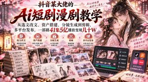 抖音某大佬的Ai短剧漫剧教学，从选文改文、资产搭建、分镜生成到剪辑、多平台发布，一部剧41集5亿播放变现几十W-开心分享网