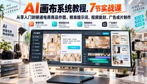 AI画布系统教程，7节实战课从零入门到精通电商商品作图、精准提示词、视频复刻、广告成片制作-开心分享网