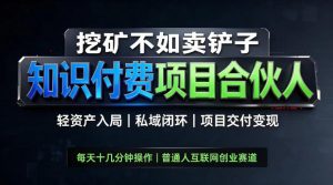 挖矿不如卖铲子，2026最新知识付费全套玩法，轻资产入局|私域闭环|项目交付变现【揭秘】-开心分享网