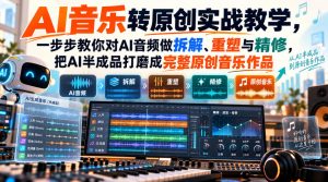 AI音乐转原创实战教学,一步步教你对AI音频做拆解、重塑与精修,把AI半成品打磨成完整原创音乐作品-开心分享网
