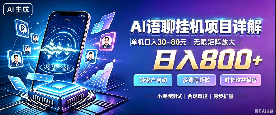 AI聊天挂G项目，日入800+，适用个人副业，支持工作室矩阵操作，放大收益【揭秘】-开心分享网
