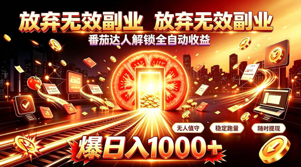 放弃无效副业，番茄达人解锁全自动收益，日入1k+，门槛最低的线上轻资产项目【揭秘】-开心分享网