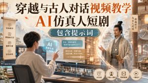 穿越与古人对话视频教学，AI仿真人短剧，包含提示词-开心分享网