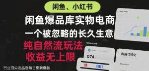 闲鱼小红书实物电商,纯自然流玩法,一个被忽略的长久生意,收益无上限【揭秘】-开心分享网