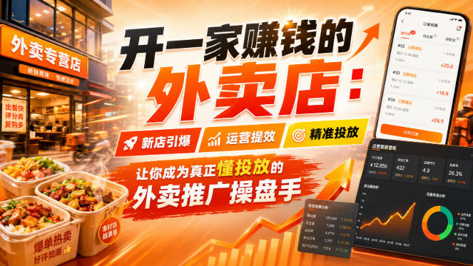 开一家賺钱的外卖店：新店引爆·运营提效·精准投放，让你成为真正懂投放的外卖推广操盘手-开心分享网