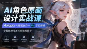 AI角色原画设计实战课｜Holopix AI智能创作+PS手绘精修，零基础游戏美术全流程教学-开心分享网
