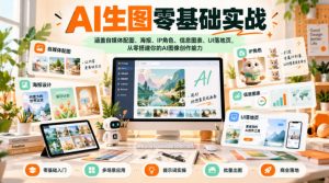 AI生图零基础实战，涵盖自媒体配图、海报、IP角色、信息图表、UI落地页，从零搭建你的AI图像创作能力-开心分享网