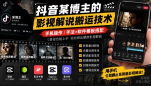 抖音某博主的影视解说搬运技术，手机操作，手法+软件模板搭配-开心分享网