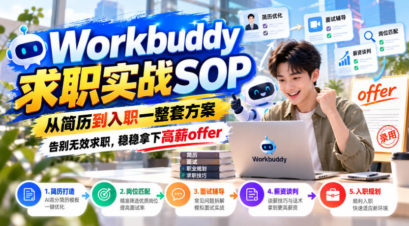 Workbuddy求职实战SOP,从简历到入职一整套方案,告别无效求职,稳稳拿下高薪offer